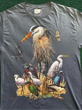 Heron & Wading Birds Graphic Tee - Blue